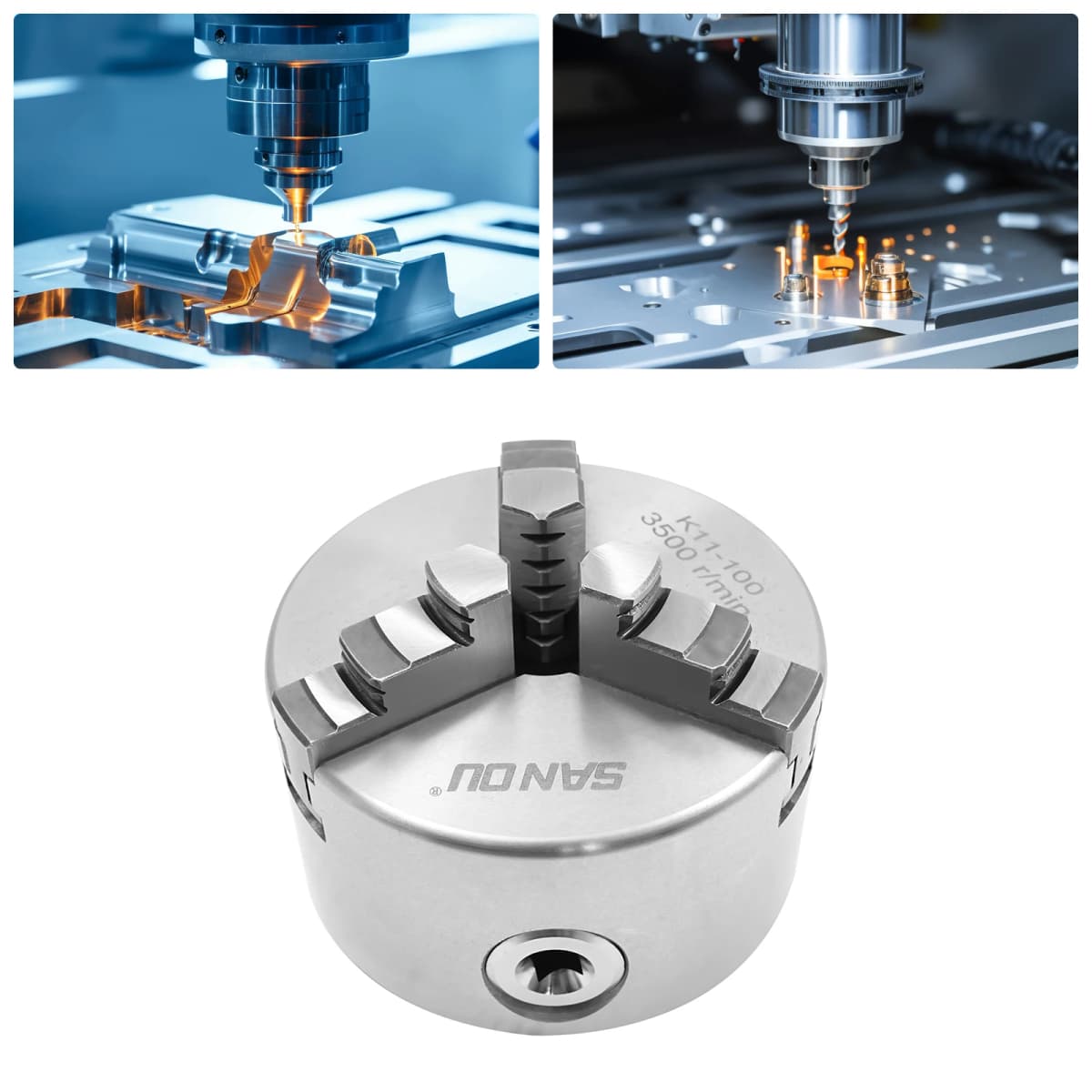 3-Jaw Self-Centering Chuck Ø80mm / 100mm / 125mm