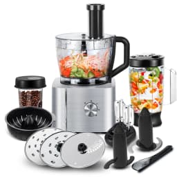 TopStrong 11-in-1 3.2L Bowl 1100W 3 Speeds with Chopping Blending Kneading Grinding Whisking Juicing Food Processor blender