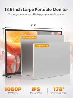 UPERFECT 18.5" Portable Monitor IPS PS5 XBOX 1080P 120Hz Gaming IPS Display For Laptop Dual USB C HDMI Computer Extend Screen