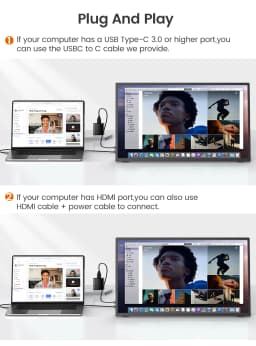 UPERFECT 18.5" Portable Monitor IPS PS5 XBOX 1080P 120Hz Gaming IPS Display For Laptop Dual USB C HDMI Computer Extend Screen