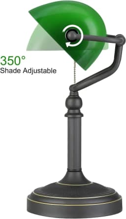Green glass banker lamp table lamp with Chian switch E27/E26 Desk Lamp