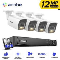 ANNKE 12MP POE Video Surveillance System 8CH NVR 12MP Security Cameras CCTV Kit Audio Recording IP Camera Color/IR Night Vision