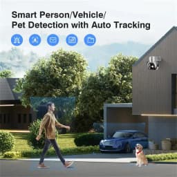 Ctronics Real 4K 8MP Outdoor WiFi 5Ghz Surveillance Camera Human Animal Car Auto Tracking 360 Color Night Vision Two-Way Audio