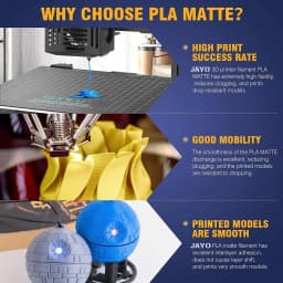 JAYO PLA Matte Filament 10 Rolls PLA 3D Printer Filament 1.75mm 1.1KG Neatly Wound Smooth Matte Finish Materials For FDM 3D