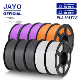 JAYO PLA Matte Filament 10 Rolls PLA 3D Printer Filament 1.75mm 1.1KG Neatly Wound Smooth Matte Finish Materials For FDM 3D