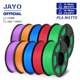 JAYO PLA Matte Filament 10 Rolls PLA 3D Printer Filament 1.75mm 1.1KG Neatly Wound Smooth Matte Finish Materials For FDM 3D