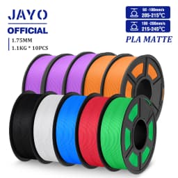 JAYO PLA Matte Filament 10 Rolls PLA 3D Printer Filament 1.75mm 1.1KG Neatly Wound Smooth Matte Finish Materials For FDM 3D