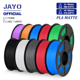 JAYO PLA Matte Filament 10 Rolls PLA 3D Printer Filament 1.75mm 1.1KG Neatly Wound Smooth Matte Finish Materials For FDM 3D