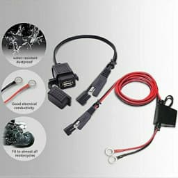 Motorcycle USB Charger Waterproof SAE To USB Cable Adapter Phone GPS Tablets 12V