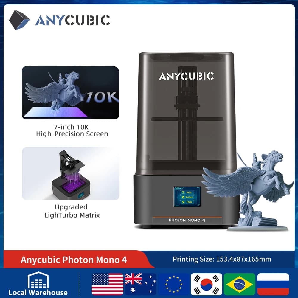 ANYCUBIC Photon Mono 4 10K+ 7 Inch High-definition Screen 3D Printer High Speed UV Resin 3D Printer Printing Size 153×87×165mm