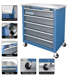5-Drawer Tool Chest,Locking Metal Tool Cabinet with Drawer Liners,Non-slip Pearl Cotton Mat