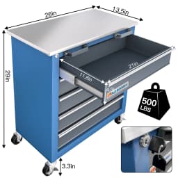 5-Drawer Tool Chest,Locking Metal Tool Cabinet with Drawer Liners,Non-slip Pearl Cotton Mat