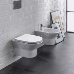 Soft Close Square Toilet Seat Quick Release,Anti-Bacterial White+360° Adjustable Stainless Hinges, Simple Top Fixing Lid Loo WC