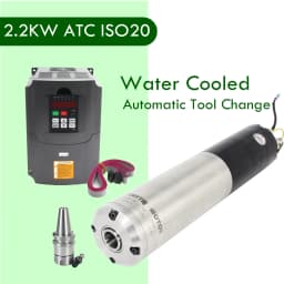 『US/EU』NC 2.2W 220V ATC Spindle Motor ISO20 80mm Permanent POWER Water Cooled Spindle+Inverter For CNC Router Machine