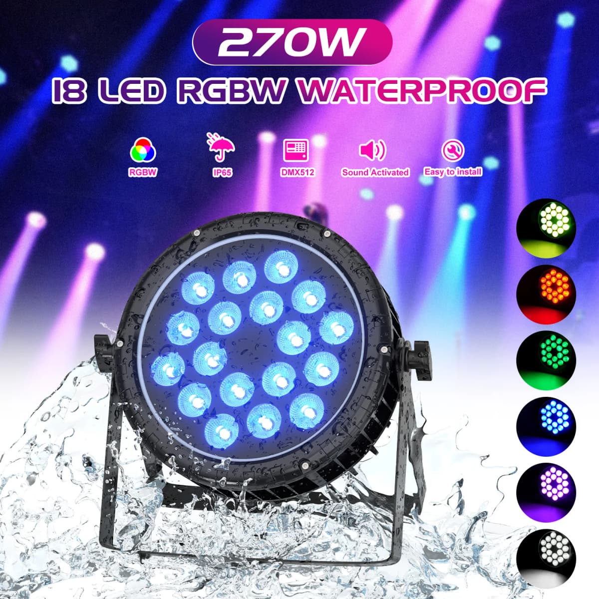 18*15W LED Par Light RGBW 4 In1 Stage Light DMX512 Waterproof IP65 Rated Outdoor For TV Studio Theater Auditorium Christmas