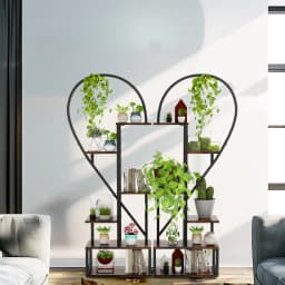Heart Shaped Tall Plant Storage Shelf 6 Tiers Metal Indoor Plant Garden Holder Multi-Layer Display Rack