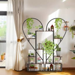 Heart Shaped Tall Plant Storage Shelf 6 Tiers Metal Indoor Plant Garden Holder Multi-Layer Display Rack