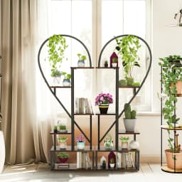 Heart Shaped Tall Plant Storage Shelf 6 Tiers Metal Indoor Plant Garden Holder Multi-Layer Display Rack