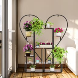 Heart Shaped Tall Plant Storage Shelf 6 Tiers Metal Indoor Plant Garden Holder Multi-Layer Display Rack