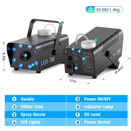 U'King 700W Smoke Machine RGB 3in1 8 LED Stage Colorful Spray Fog Machine Stage Light Wedding Banquet Disco DJ Show Christmas