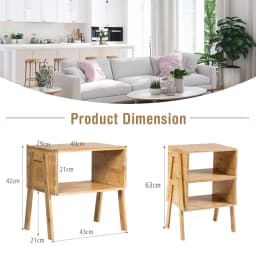 GOFLAME Bamboo Bedside Table 2pcs Stackable Side Table with Large Open Shelf & Compact Design