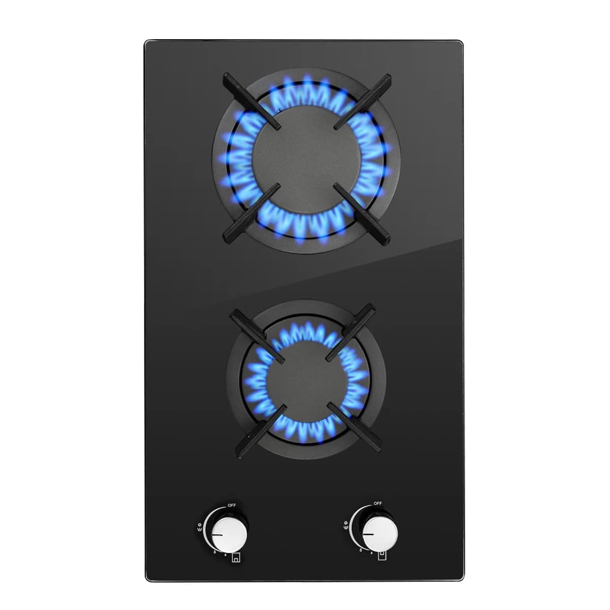 Topstrong 2 Burners Kitchen Built in Cooktop Black Glass NG/LPG Dual Fuel Gas Hob YYUKGCT-B02