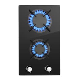 Topstrong 2 Burners Kitchen Built in Cooktop Black Glass NG/LPG Dual Fuel Gas Hob YYUKGCT-B02