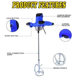 DayPlus 2600W 240V Concrete Mixer Machine Paddle Mixer,Handheld Portable Adjustable 6 Speed Stirrer Electric Mix Stirring Tool