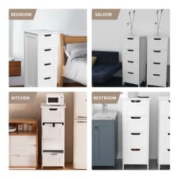DayPlus Bathroom Storage Cabinet with 4 Drawers, White Floor Standing Storage Cupboard Unit for Home, W11.8''x D11.8 xH32.4''