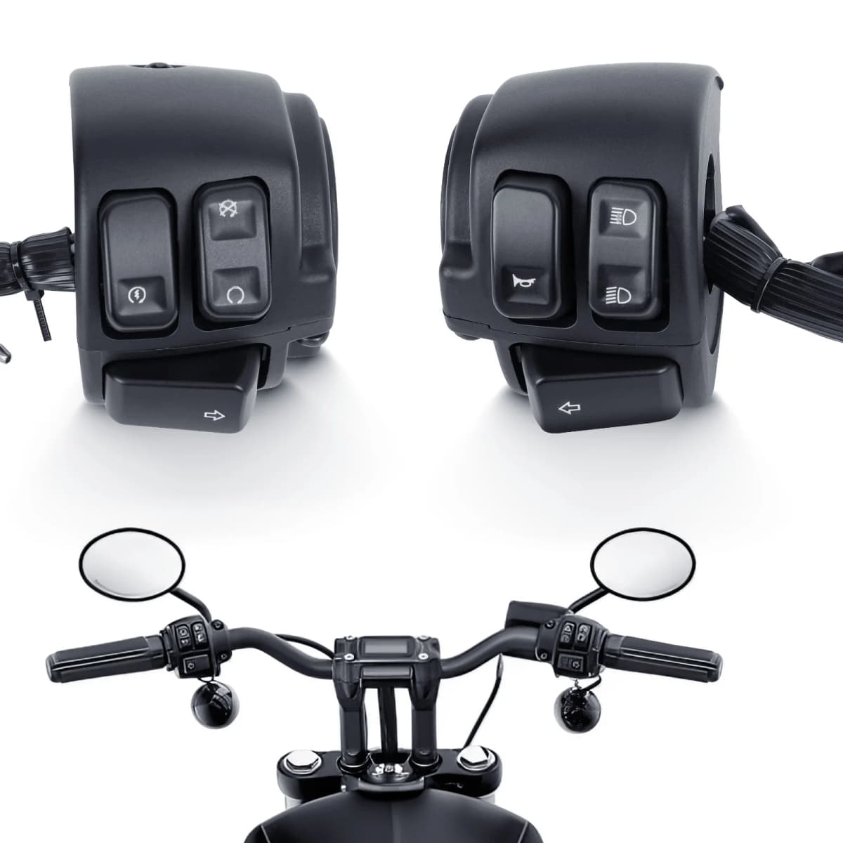 Motorcycle 1" 25mm Handlebar Control Switch Wiring Harness For Harley Sportster XL883 1200 Dyna V-ROD Softail 96-2012