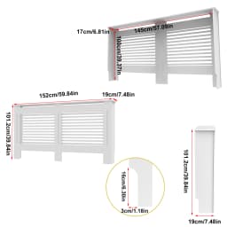 High Radiator Cover Modern Slatted Vertical Radiator Cover MDF Cabinet High Radiators Shelf for Bedroom Living Room Radiators