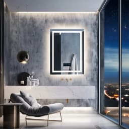 24 x 32 LED Bathroom Mirror with Bluetooth Smart Display Screen,Touch Button 3 Colors Dimmable Light, Anti-Fog, Memory