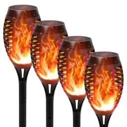 Green Solar Flame Light Outdoor with Flickering Flame Waterproof Lawn Ground Inserted Landscape for Garden Decorations Yard Pati
