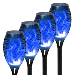 Green Solar Flame Light Outdoor with Flickering Flame Waterproof Lawn Ground Inserted Landscape for Garden Decorations Yard Pati