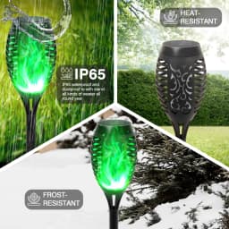 Green Solar Flame Light Outdoor with Flickering Flame Waterproof Lawn Ground Inserted Landscape for Garden Decorations Yard Pati