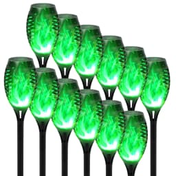 Green Solar Flame Light Outdoor with Flickering Flame Waterproof Lawn Ground Inserted Landscape for Garden Decorations Yard Pati