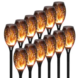 Green Solar Flame Light Outdoor with Flickering Flame Waterproof Lawn Ground Inserted Landscape for Garden Decorations Yard Pati