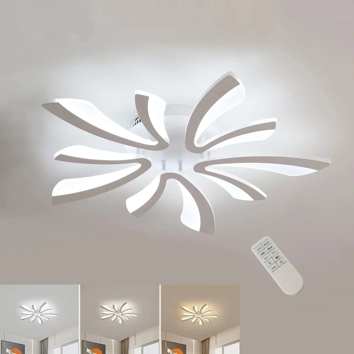Dimmable LED Ceiling Light, 48W 5400LM Modern Living Room Lamp with Remote Control For Living Room,Dimmable 3000K-6500K