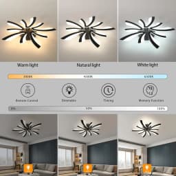 Dimmable LED Ceiling Light, 48W 5400LM Modern Living Room Lamp with Remote Control For Living Room,Dimmable 3000K-6500K