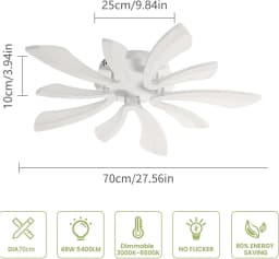 Dimmable LED Ceiling Light, 48W 5400LM Modern Living Room Lamp with Remote Control For Living Room,Dimmable 3000K-6500K