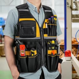 Workwear Allround Work Tool Vest Reflective Safety Vest with Multi-pockets and Zipper Heavy Duty Tool Vest for Electricians