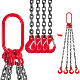 SucceBuy 4T Chain Sling 1M x 8MM Four Legs with Powder Coating Steel Hook - Grade 80 High Temperature Resistance for Lifting