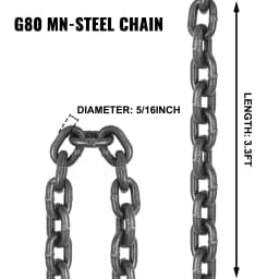 SucceBuy 4T Chain Sling 1M x 8MM Four Legs with Powder Coating Steel Hook - Grade 80 High Temperature Resistance for Lifting