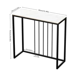 Sintered Stone Console Table Narrow Entryway Table with Black Metal Frame for Hallway Foyer Living Room Behind Sofa