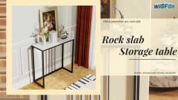 Sintered Stone Console Table Narrow Entryway Table with Black Metal Frame for Hallway Foyer Living Room Behind Sofa