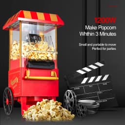 Popcorn Maker 1200W, Home Hot Air Popcorn Machine, Best Theater Popcorn Popper for Movie Night,Parties