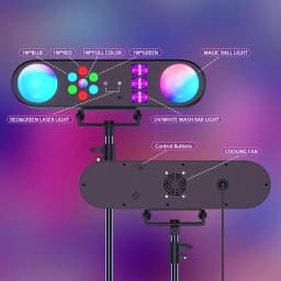 Yiflamefly Mini 5 in 1 Bracket Effect Light Mobile Stage Lighting Sound Control for DJ Shows Concerts Parties Bars KTV Ballroom