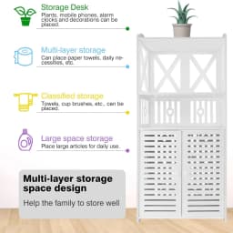 BRIEFNESS Bathroom Cabinet Waterproof Floor Standing PVC Storage Cabinet Storage Cabinet with Double Doors and 3 Shelves