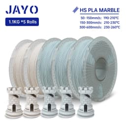 JAYO PLA Filament 5Rolls PLA Marble 3D Printer Filament 1.75MM For FDM 3D Printer High Speed Marble Texture 3D Printing Material