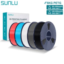 SUNLU PETG 3D Printer Filament 5KG Neatly Wound Good Toughness 1.75mm 3D Filament with Reusable Spool for Most FDM Printer